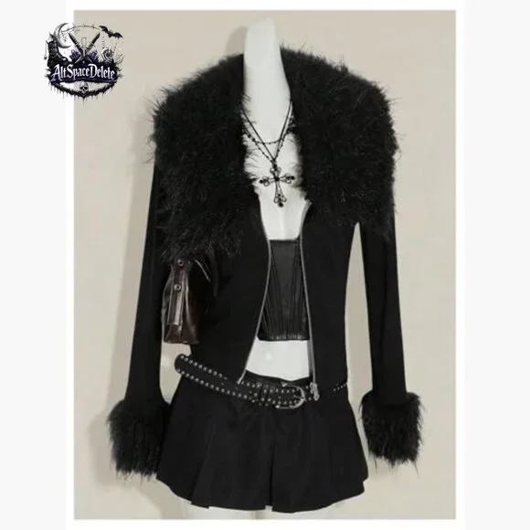 Faux Fur Jacket Zip Up Long Sleeve Aviator Coat Women's Outerwear - Picture 4 of 6